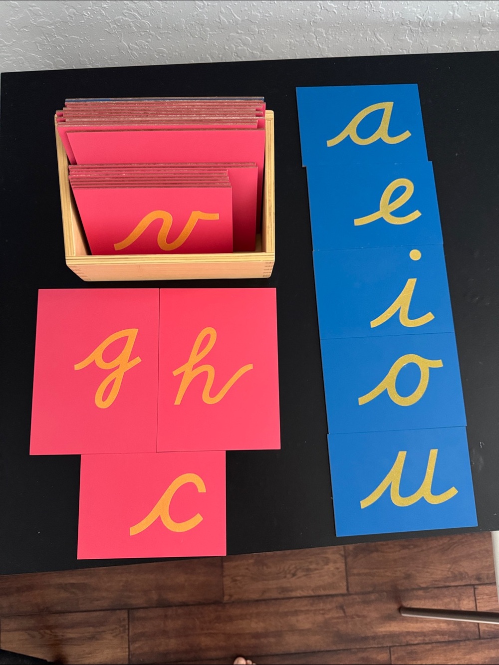 Montessori-Style Lowercase Cursive Sand Letter Cards - Blue & Pink